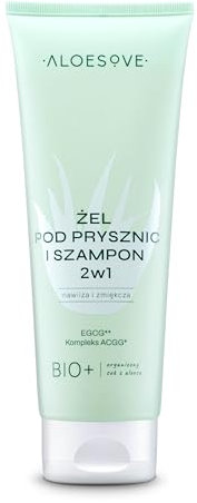 ALOESOVE 2-in-1 Duschgel und Shampoo 250ml - Naturkosmetik mit Aloe Vera und Antioxidantien - Vegan, für alle Haut- und Haartypen, feuchtigkeitsspendend und erfrischend