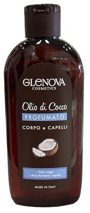 Glenova Kokosöl für Körper und Haar, parfümiert, zieht schnell ein, fettet nicht, 200 ml