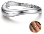 Adramata Ring Silber 925 Damen 14K Vergoldet Verstellbar Verlobungsring Damen Silber Engagement Ringe Frauen Gewellter Stapeln Daumenring Rosegold Band Ring Gold Silber Promise Ring Schmuckgeschenke,S