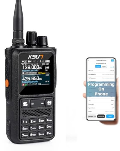KSUN Ham Radio Handheld Support Bluetooth App Programming Ham Radios 1.77-inch Screen NOAA Weather FM Radio for Hiking, Security, Rescue UV110D
