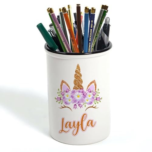 Personalised Glitter Flower Unicorn, Best Gift For Girls, Pencil Pot, Brushes Holder, Stuff Storage Pot.