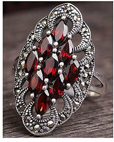 925 Sterling Silber Roter Granat Damenring, Sterling Silber Modering, Dinner Party Ring, Silberschmuck