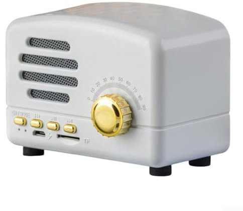 Hasaller Retro Speaker Blue-tooth Speaker Mini Wireless Radio Vintage Speaker Portable Small Speaker Wooden Portable Speaker Wireless Blue-tooth Speaker Speaker Support USB(White)