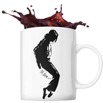 ICONS MERCH Michael Jackson Tasse Silhouette Kaffee Tee Trinkbecher 325 ml Keramik Merchandise Geschenke Sidney Maurer Kunstwerk, weiß, One size