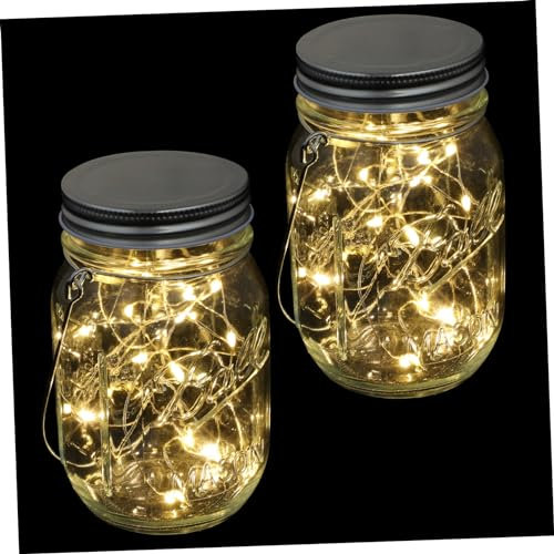 Alipis 2pcs Led Glass Jar Lights Mason Bottle Lamps Warm White and Colorful Decorative Can Shape Lamp for Home Bedroom Party Decor