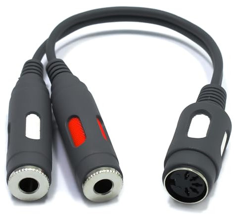 VITALCO DIN Klinke Audio Adapter DIN 5 Pol Buchse auf 2X 6,3mm TS Mono Dual Klinke Buchse Weiblich auf Weiblich 5-Polig 5 Poliger