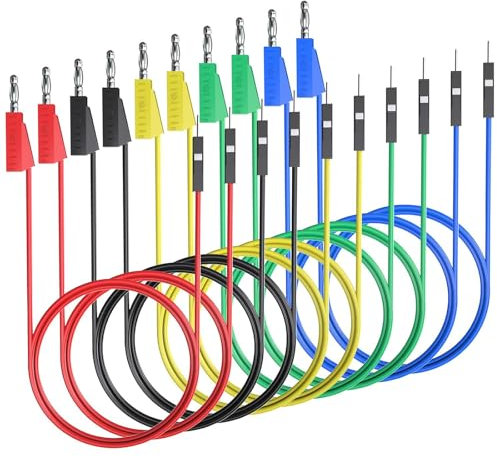 Banana Plug Cable, Pack of 10 Stackable Banana Plugs to Breadboard Plug Jumper Cable, Flexible Silicone Test Leads, for Electronic and Electrical Testing