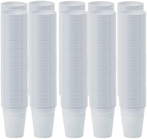 Generico 1000 Bicchieri Bianchi in Plastica per Acqua 200 CC 10 Confezioni da 100 pz Cadauna Bianco 200cc Bicchiere festa party casa