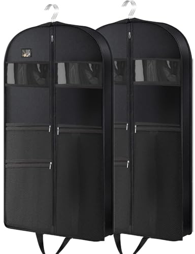Kleidersack, URMI Strapazierfähige Kleideraufbewahrungshülle für unterwegs, 10 cm, Kleidersack zum Aufhängen mit Seitenfalten für Männer und Frauen mit 3 Taschen für Hemden, Mäntel, Jacken, Kleider
