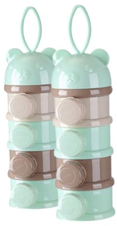 KOCKSHION 2 Stück milchpulver box Aufbewahrungsbehälter für Babyflaschen Aufbewahrungsbehälter für Milch Formelpulverbehälter zum Mitnehmen Formel Reiseformelspender Plastik Hellgrün