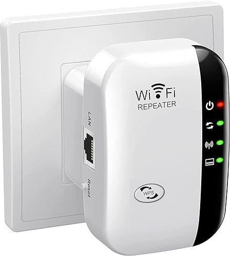 WiFi Extender Signal Booster Up to 5000sq.ft and 55 Devices, WiFi Range Extender, Wireless Internet Repeater, Long Range Amplifier with Ethernet Port,1-Key Setup, Access Point, Alexa Compatible