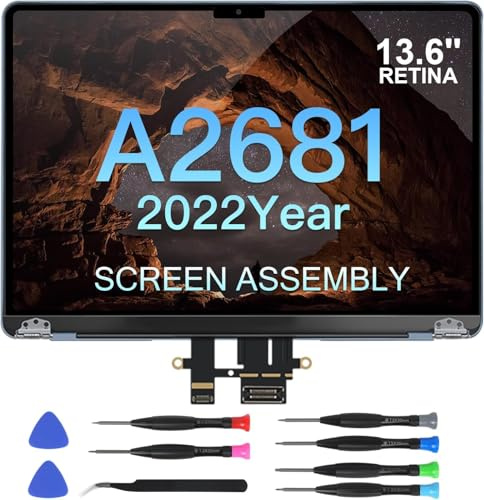 JQYDZH Ersatzbildschirm für MacBook Air M2 A2681 2022 13,6 Zoll (EMC 4074) Full LCD Bildschirm 2560 x 1664 Display Assembly (A2681 Starlight)