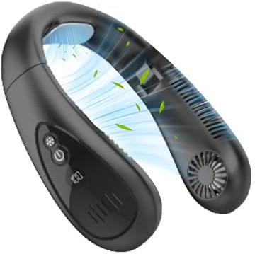 Portable Neck Fan with Cooling Plate 360°Cooling Airflow, 5500Mah Foldable Neck Fans for Women Rechargeable,3 Speeds,Bladeless Neck Fan for Indoor Outdoor Travel Sports (black)