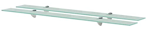 HaoChrymec Schweberegale 2 Stk. Floating Shelves aus Gehärtetem Sicherheitsglas, Wand Regal mit Zink-Legierung Klemmbügeln, Bücherregal Wand für Wohnzimmer, Badezimmer, Küche, Transparent, 100 x 10 cm