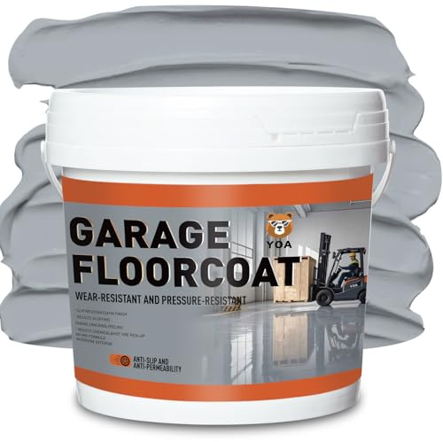 YOA Professional Concrete Garage Floor Paint, (1-Gallon/Smoke Gray), Acrylic Resin Coating, Suitable for Indoor Outdoor Garage, Basement, Factory,Etc. Scratch Resistant, Low VOC, Ready to Use