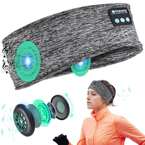 Zalvivia Sleep Headphones Bluetooth Sports Headband Headphones with Ultra-Thin HD Stereo Speakers,Perfect for Sports, Side Sleepers, Air Travel, Meditation and Relaxation Grey