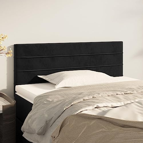 Mandloder Höhenverstellbares Kopfteil Schwarz 90x88 cm aus weichem Samt, stabiles Polster für Einzelbett, Wandkissen für Schlafzimmer