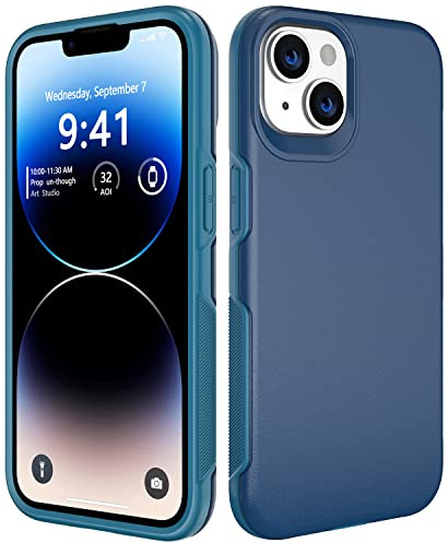 CASELIVE for iPhone 14 Plus Case with 2 Pack Tempered Glass Screen Protector, Shockproof Anti-Slip Full Body Protective Phone Case Cover for iPhone 14 Plus 6.7 inch(Blue)