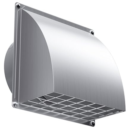 HG Power 150mm Stainless Steel Vent Cover – External Wall Vent Cover with Magnetic Backdraft Flap, 6 Inch Extractor Fan Vent Cover for Kitchen Cooker Hood, Bathroom Fan, Tumble Dryer (Silver)