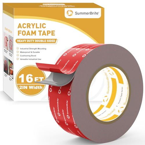 Summerbrite Doppelseitiges Klebeband Extra Stark-50mm x 5m Acrylschaum-Klebeband Wasserfest und Hochtemperaturbeständig Klebeband Doppelseitig für Auto, Wohn, Bürodekor und Außende