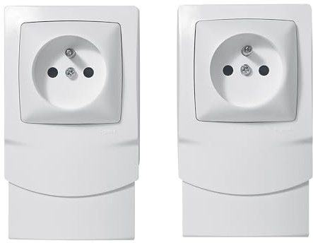 LEGRAND | Lot 2 cadres 1 poste 2x1PC épaisseur 12.5, montage déjà équipé pour plinthe, prise de courant de protection incluse, installation simple en saillie