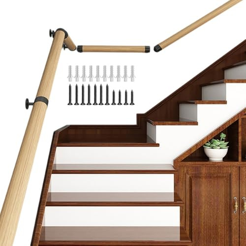 1m Pasamanos De Madera Para Escaleras Interior, Pasamanos De Escalera De Pared, Barandillas De Seguridad, Barra De Apoyo Para Jardín, Entrada De Casa(120cm/4ft)