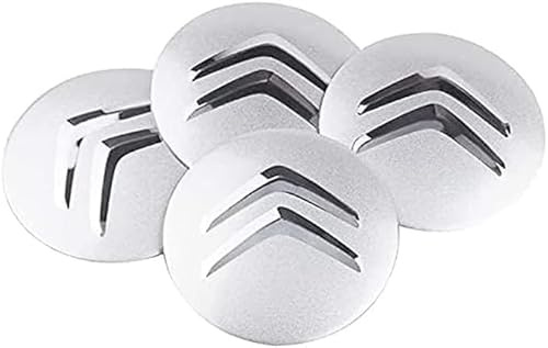 XINGCI 4 Pièces Autocollants de Centre de Roue pour Citroen C-Crosser 2007-2012, Enjoliveurs de Jante Cache-Moyeu Décoration de Roue,Silver