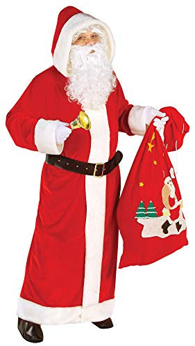W WIDMANN MILANO Party Fashion - Costume Père Noël de luxe, manteau avec capuche et ceinture avec boucle, Saint Nicolas, Noël, Carnaval, Fête à thème