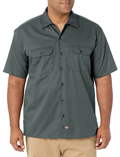 Dickies Men's Short-Sleeve Work Shirt Button, Lincoln Green V1, 3XL Big