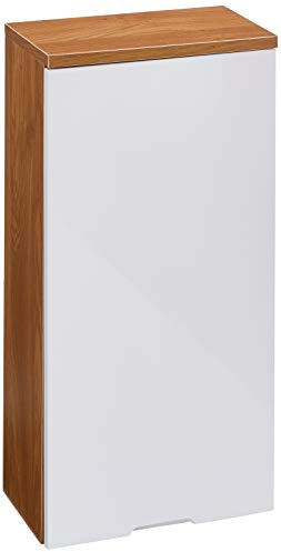 Premier Housewares Wall Cabinet with Oak Effect/High Gloss, 65*39.5*7 cm - White