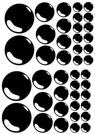 Lot de 21 Bulles Salle de Bain Tuile Autocollant Mural Graphique Ensuite Douche Chambre - Noir Brillant