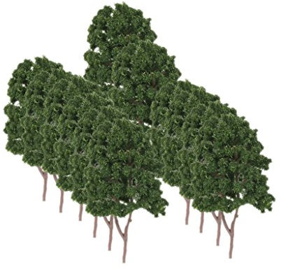 Cutefly 20pcs Modelleisenbahn Landschaftsbau Modellbäume Dunkelgrün 7.5cm