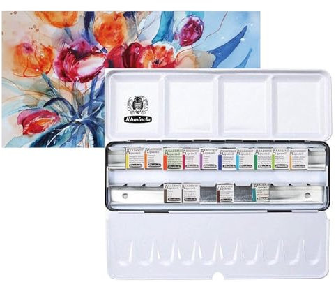 Schmincke Academy Aquarellkoffer 12 + 2 .1/2 Tassen 10 Slots