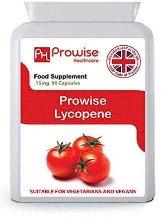 Lycopene 10% Beadlet 15mg | 90 High Strength Lycopene Capsules | Natural Antioxidant | Vegetarian & Vegan Formula | UK Manufactured Under GMP Standards by Prowise Healthcare