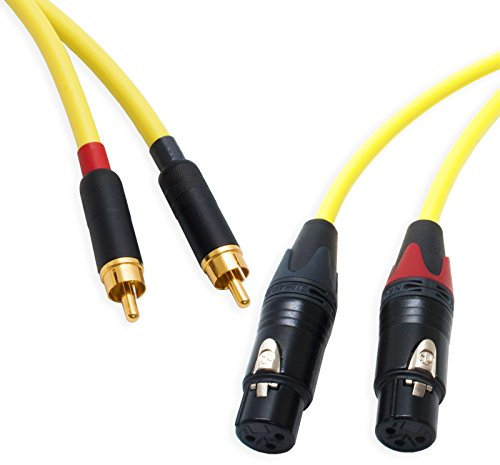 Pseudo Balanced RCA Phono to Female XLR Lead (PAIR). Van Damme & Neutrik Cable (10m, Yellow)