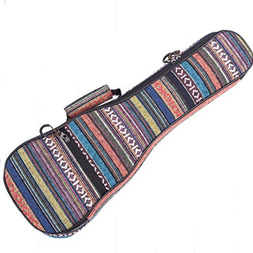 YAAGLE 21/23/26 Inch Country-Style Ukulele Tasche Baumwolle Ukulele Rucksack Sopran/Konzert/Tenor Ukulele Tasche verdickt Ukulelenhülle Gigbag Streifen Musikinstrument Taschen