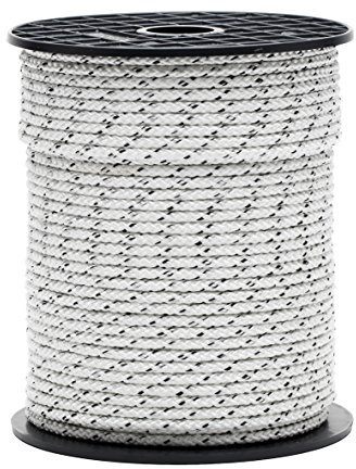 Corde de Lanceur pour démarrage Tondeuse, tronçoneuse - Polyamide résistant – Ø 4 mm – Longueur 100 m – Blanc & Noir
