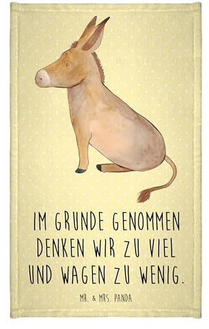 Mr. & Mrs. Panda Gäste Handtuch Esel - Geschenk, Tiermotive, Reisehandtuch, Gästetuch, Frottier, Sport Handtuch, Lebensglück, Lebensziel, Gute Laune,