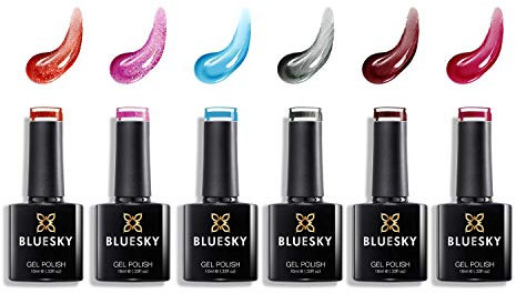 Bluesky Gel Nail Polishes, Lucky Set 8, 6 x 10ml, Pink, Blue, Red (Requires Curing Under LED/UV Nail Lamp)