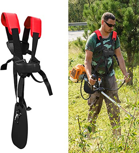 SUNMON Trimmer Shoulder Strap - Mower Trimmer Harness Strap Double Shoulder with Durable Nylon Belt Adjuestable for Brush Cutter or Gardenning for STIHL FS, KM Series String Trimmer (Dark Red)