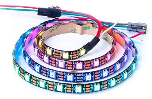 BTF-LIGHTING WS2812 ECO 1M 60LEDs RGB Individuell adressierbar Legierungsdraht WS2812 60Pixels/m 5050 SMD Flexibler Lichtstreifen DC5V Schwarz PCB für Heimdekoration Küche Räume IP65 Wasserdicht