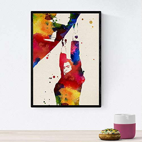 Nacnic Poster Vertigo. Filmblätter, Filme und Schauspieler. Alte Filmplakate mit Aquarell-Stil. A4-Format