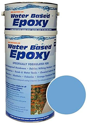 Damp Proof Epoxy Resin Water Based Paint for Garages, Walls, Basements and Tanks - 5L (Light Blue)