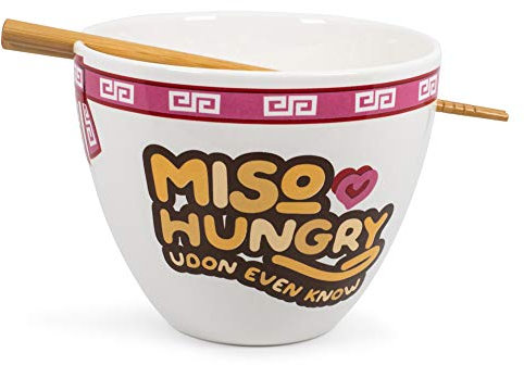 Toynk Miso Hungry Japanese Dinnerware Set | 16-Ounce Ramen Bowl and Chopsticks