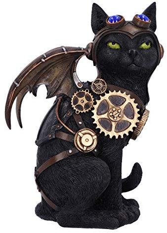 Nemesis Now Feline Flight D5415T1 Steampunk-Figur, Schwarze Katze, Pilotenfigur, 22,7 cm