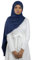 HE700 Damen-Hijab zum Hineinschlüpfen mit Knotenmütze, luxuriöser Medinenseide, marineblau, One size