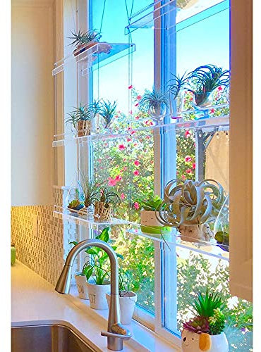 Window Plant Flower Shelf,Nordic Home Balcony Decoration Square Flower Rack Plant Stand Shelves Wrought Iron Living Room,3 layers