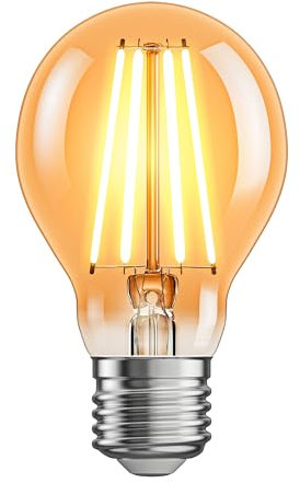 ledscom.de E27 LED Leuchtmittel, A60, extra warmweiß (2400 K), 7 W, 778lm, 3-Stufen-Dimmer, goldfarben