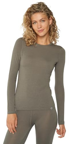 DANISH ENDURANCE Thermal Tops Womens, Merino Wool Base Layer Womens, Thermal Long Sleeve Shirt for Winter, Grey, L