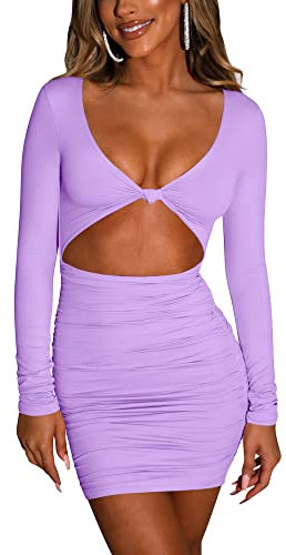 Kaximil Mini robe moulante sexy sans manches pour femme, Z-violet, Taille XL
